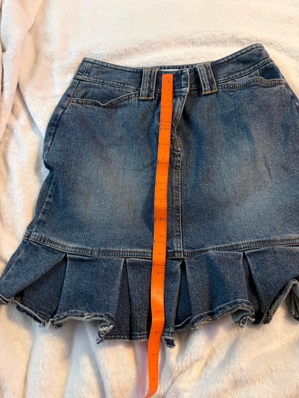 Denim Ruffle Mini Skirt - Blue - Picture 4 of 5